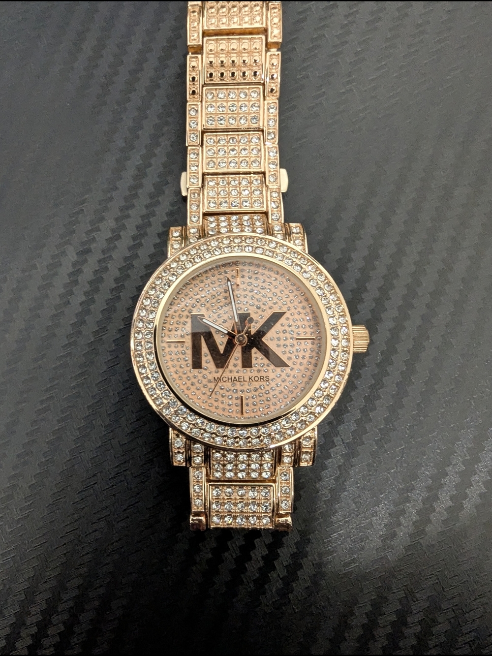 Michael Kors Rose Gold Tone Pave Crystal Bracelet Watch